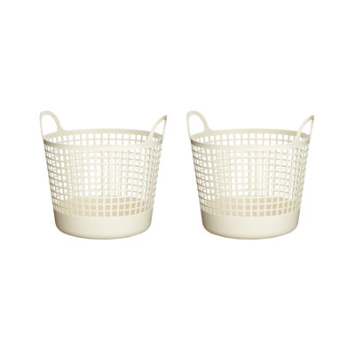 Ensemble de 2 paniers à linge en plastique blanc Like-it