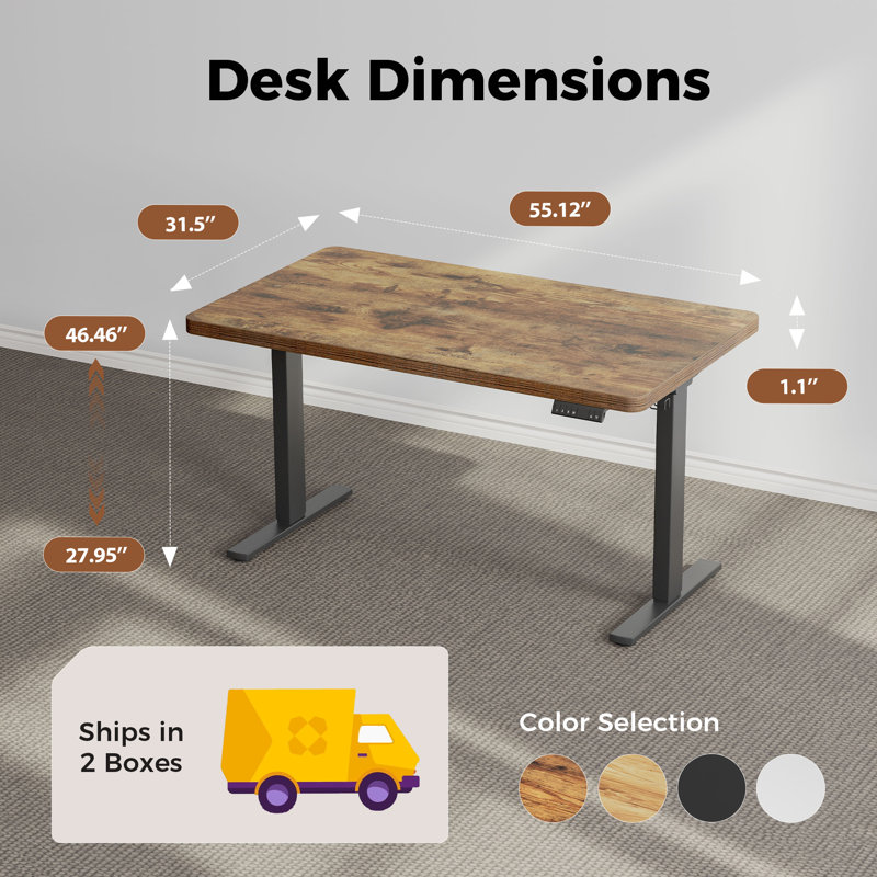 Bureau pour travailler debout 55 po, L 55 po x P 31 po, Rustic Brown/Black
