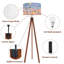  Lampe sur pied à trépied avec astronautes sur le thème de l'espace coloré Planètes à télécommande à DEL avec pieds en bois de hêtre et abat-jour en lin amovible pour le salon et la chambre à coucher