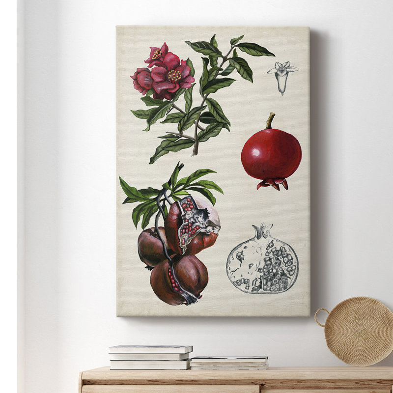«Pomegranate Composition II», peinture sur toile tendue, H 18 po x l 12 po x P 1 po