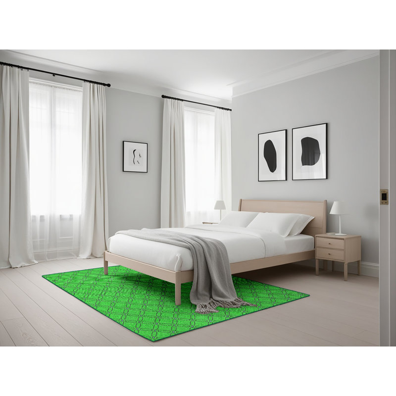 Tapis de zone verte à motif Alaoui, Rectangle 5 pi x 7 pi