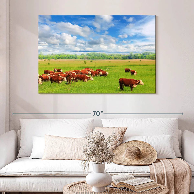 Brampt Grazing Hereford Cows, 32" H x 48" W