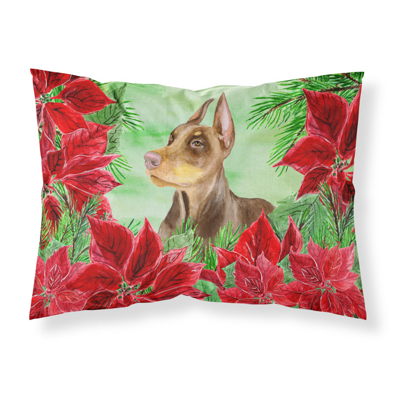 Taie d’oreiller poinsettas, Doberman pinscher