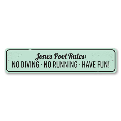 Pool Rules Custom Aluminum Sign