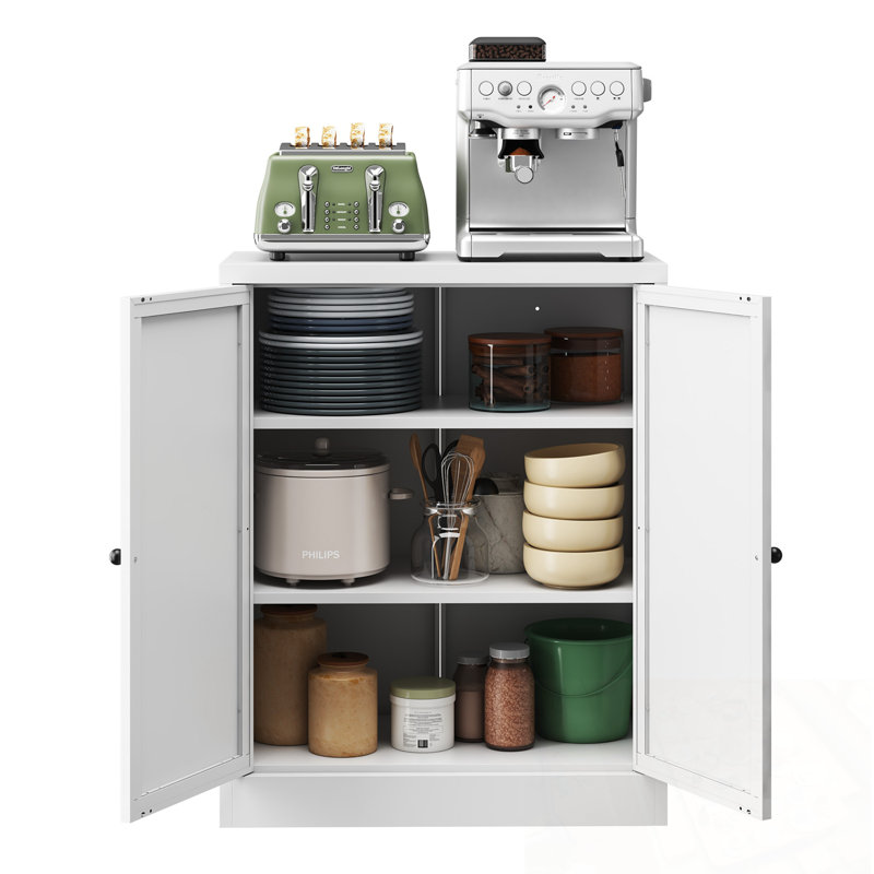 34.6" Metal Pantry Cabinet with Adjustable Shelves