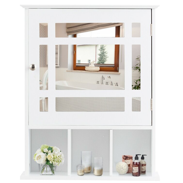 Plewak Surface Mount Framed 1 Door Medicine Cabinet with 3 Adjustable Shelves