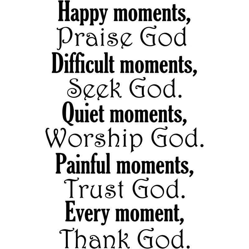 Adhésif décoratif «Happy Moments Praise God Christian Quotes», H 22 po x l 14 po