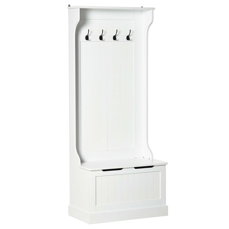 Chamisa Hall Tree 28.25'' Wide with Bench and Shoe Storage, White