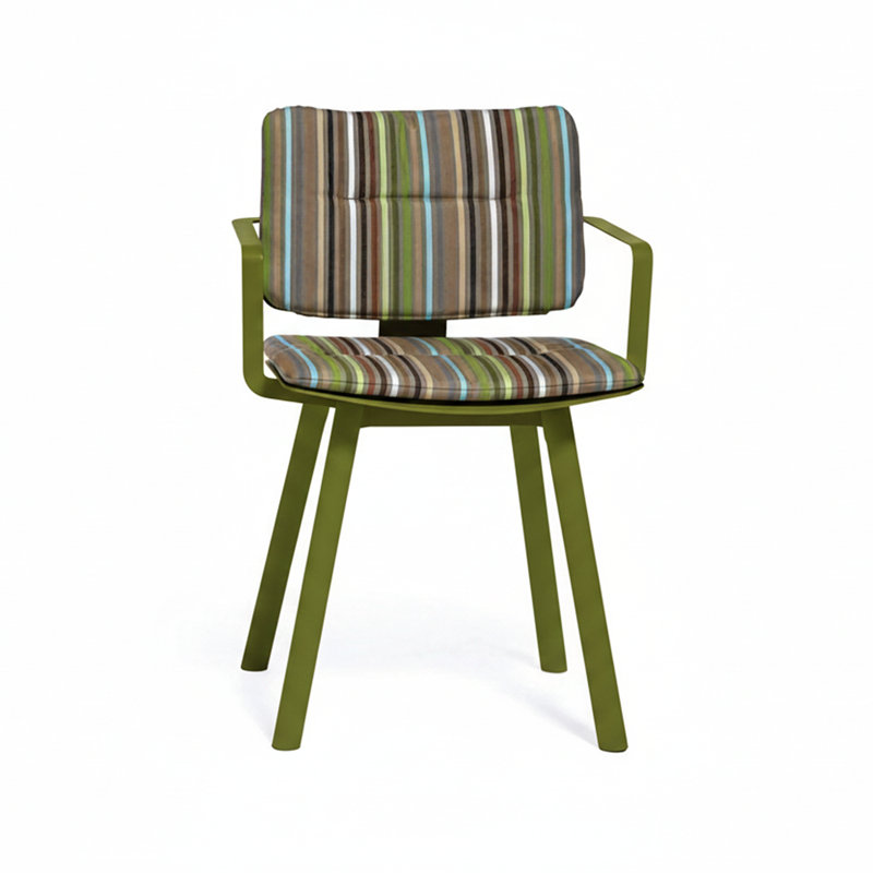 Coco Outdoor Dining Armchair, Confetti Green, Olive Green/Faux Teak