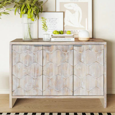 Accent Cabinet Farmhouse Style 3 Door Wooden Cabinet Sideboard Buffet Server Cabinet Storage Cabinet by Gracie Oaks