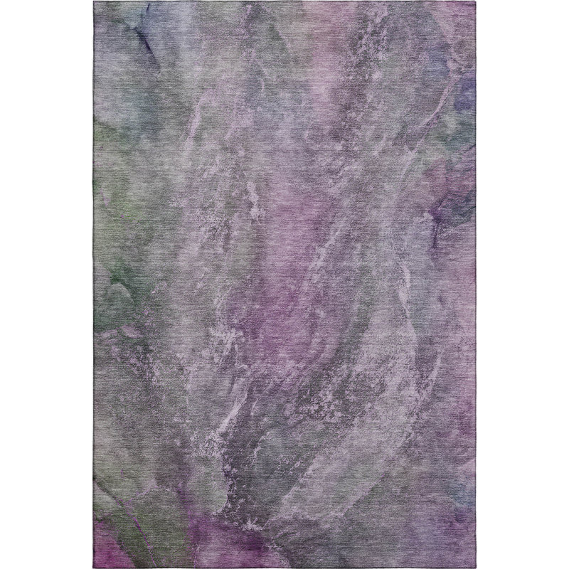 Premium Machine Washable Mayfield AMF2307 Abstract Rug, Plum, 5' x 7'6"