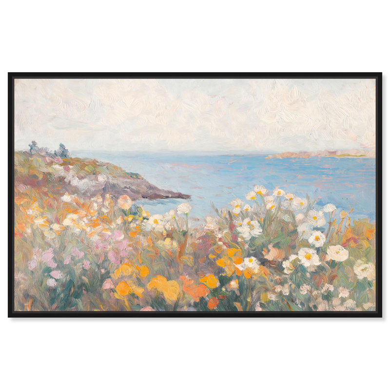 Impression sur toile «Seaside Garden» par Art Remedy, Cadre noir, H 11 po x l 16 po