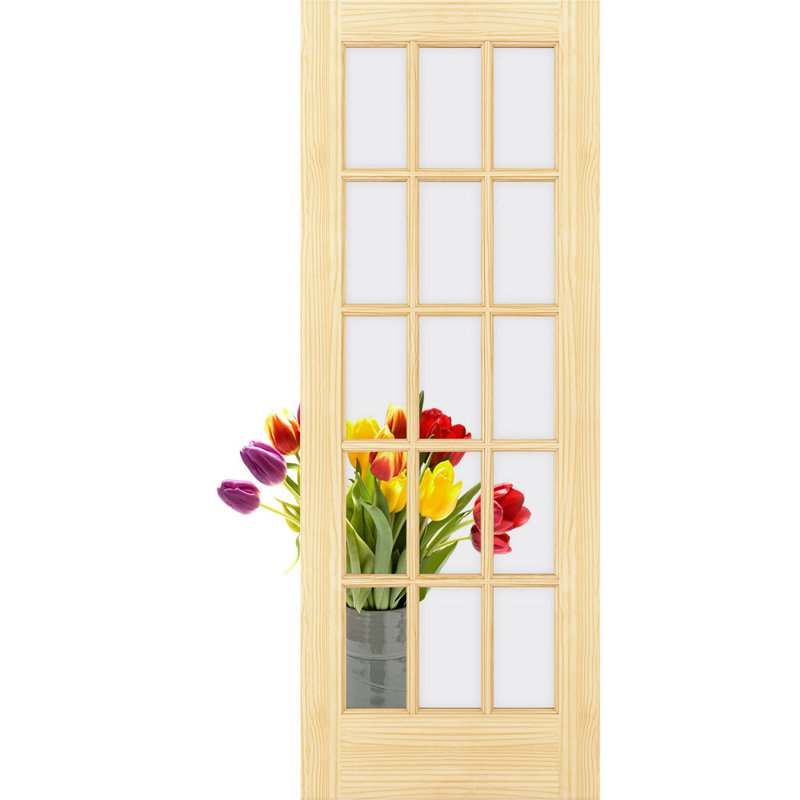 Portes françaises en verre lite dalle, Bois naturel, 36 po x 80 po
