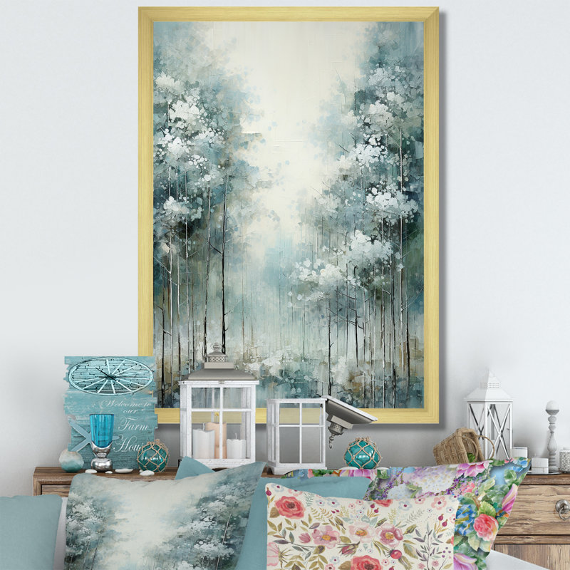 Pine Tree Enchanted Forest I - Landscape & Nature Canvas Prints, 20" H x 12" W x 1" D, Gold Single Picture Framed