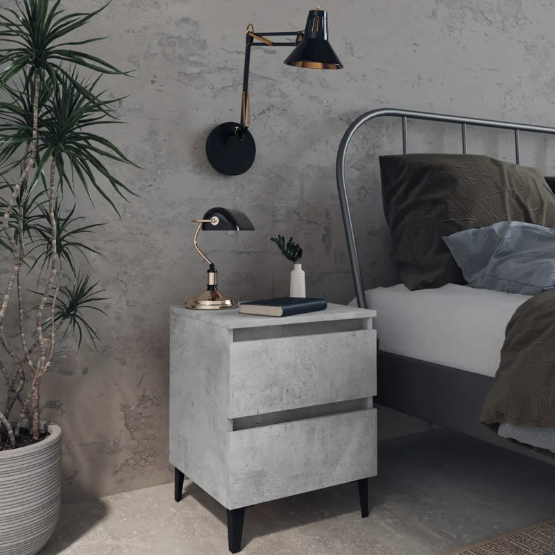 40 cm W Bedside Table, Concrete Grey, 2