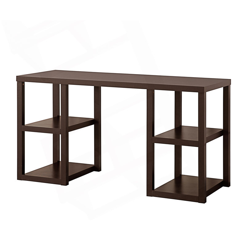 Bureau rectangulaire avec 4 tablettes de rangement