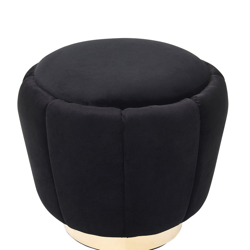 Scarlett 43cm Wide Tufted Round Standard Ottoman, Black