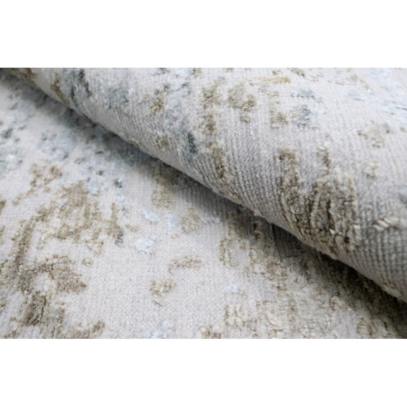 Tapis blanc / rose / bleu unique de 2 pi 6 po x 10 pi 3 po