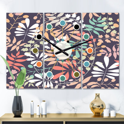 Horloge murale rétro botanique ii Mid-Century