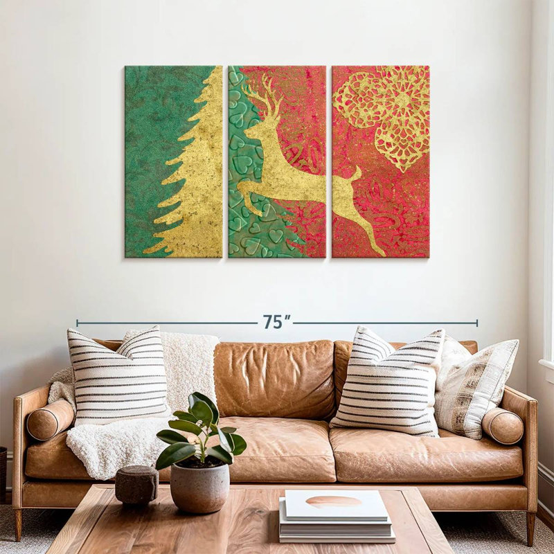  «Xmas Tree And Deer, H 36 po x l 57 po