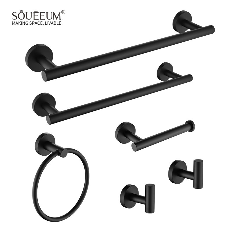 6 - Piece Bathroom Hardware Set, Matte Black