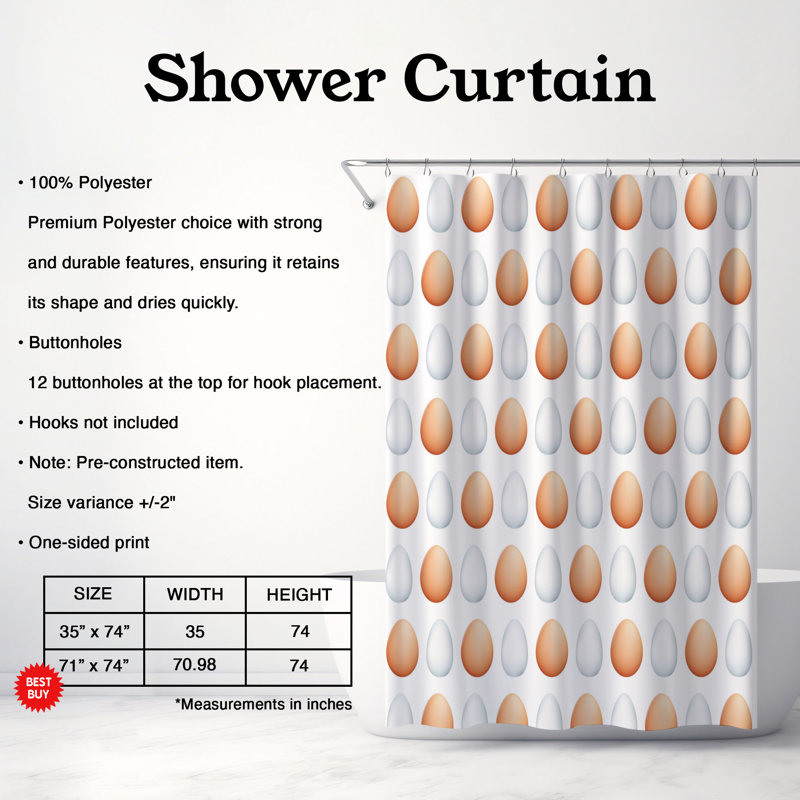 Rideau de douche standard 1 pièce Feathered Beginnings, H 74 po x l 71 po