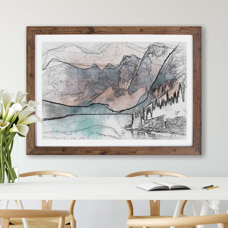 Mountains by Lake Moraine Canada - Framed Print, Walnut, 45cm H x 63cm W x 2cm D