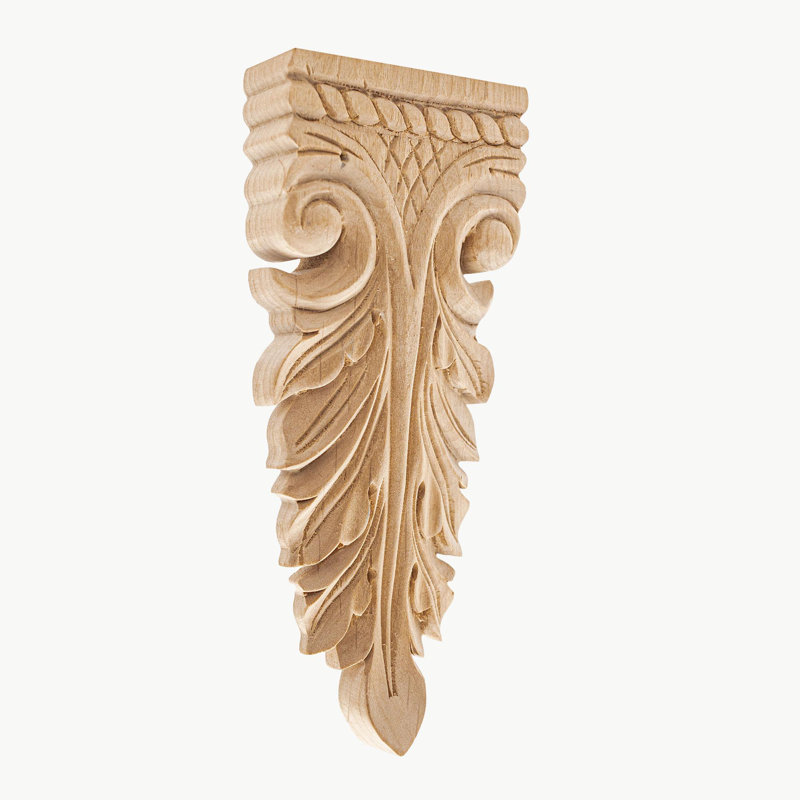 Hand Carved Alder Wood Acanthus Onlay Applique