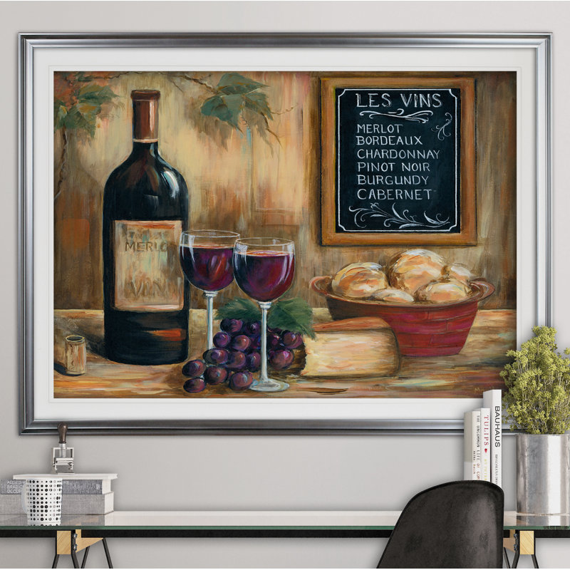 Les Vins - reproduction de cadre photo, Argent, H 30 po x l 40 po x P 1,5 po