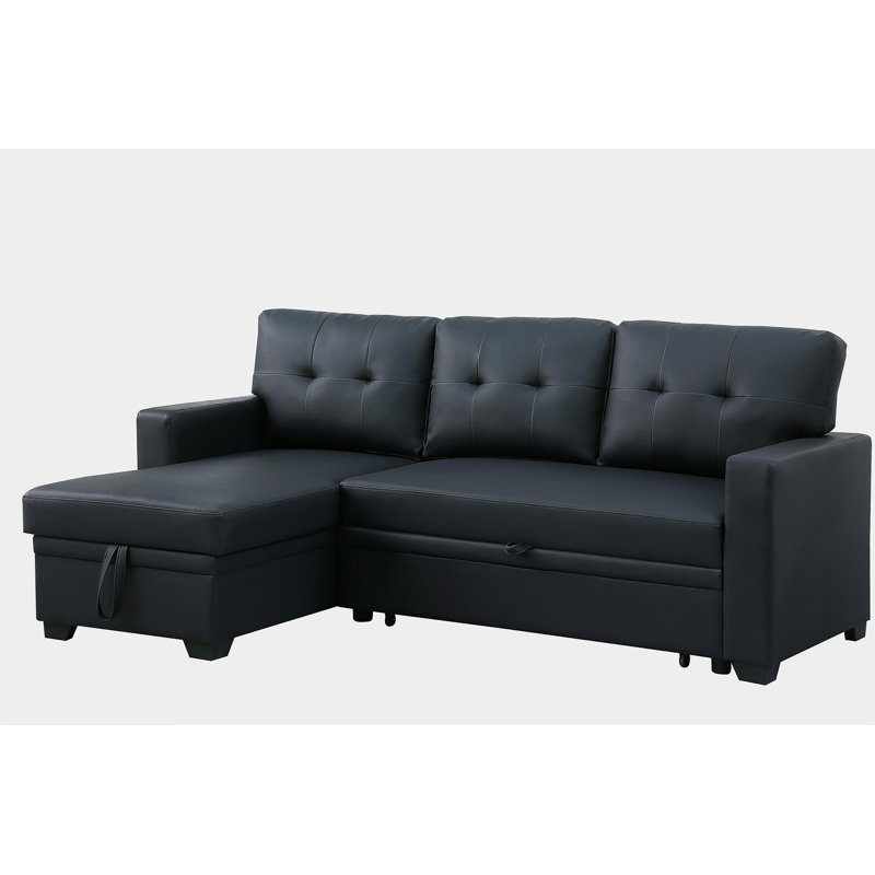 Canapé modulaire rembourré avec méridienne, Noir