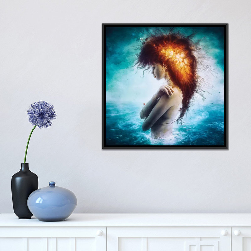 « nirvana », impression sur toile, H 18 po x l 18 po x P 1,5 po, Toile avec cadre noir, Pas de tapis