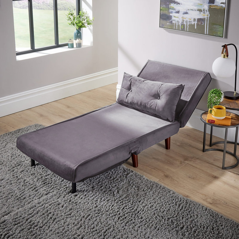 Lonara One Seater Upholstered Single Sofa Bed, Grey