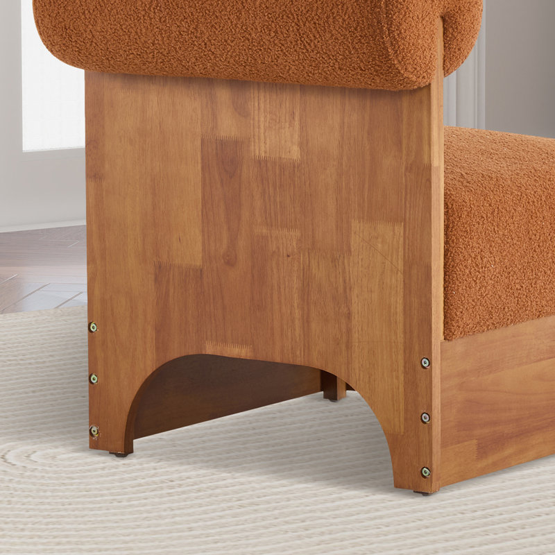 Fauteuil d'appoint large rembourré avec structure en bois massif, Boucle orange