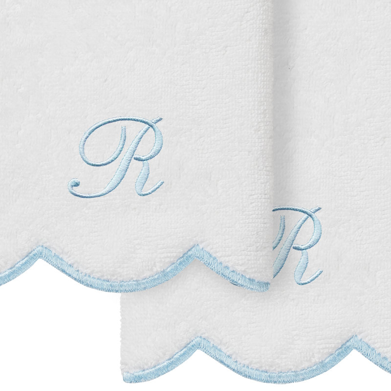 Ensemble de serviettes Linum Home Textiles 100% coton turc ADORNIA, R, Blanc / Bleu, Ensemble de 2 serviettes à doigts