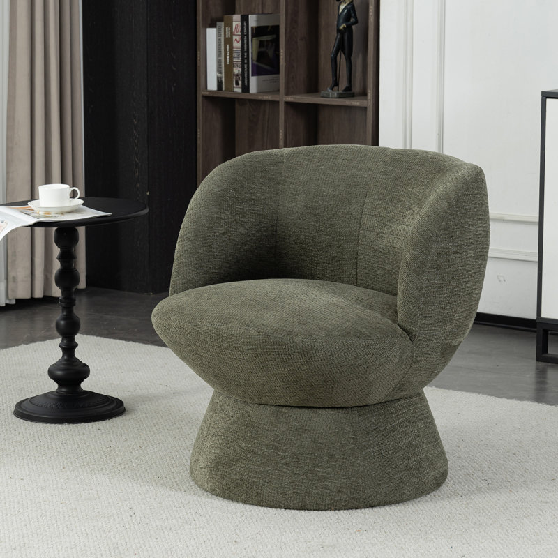 Fauteuil demi-tonneau pivotant de 28,5 po Joclyn, Polyester vert