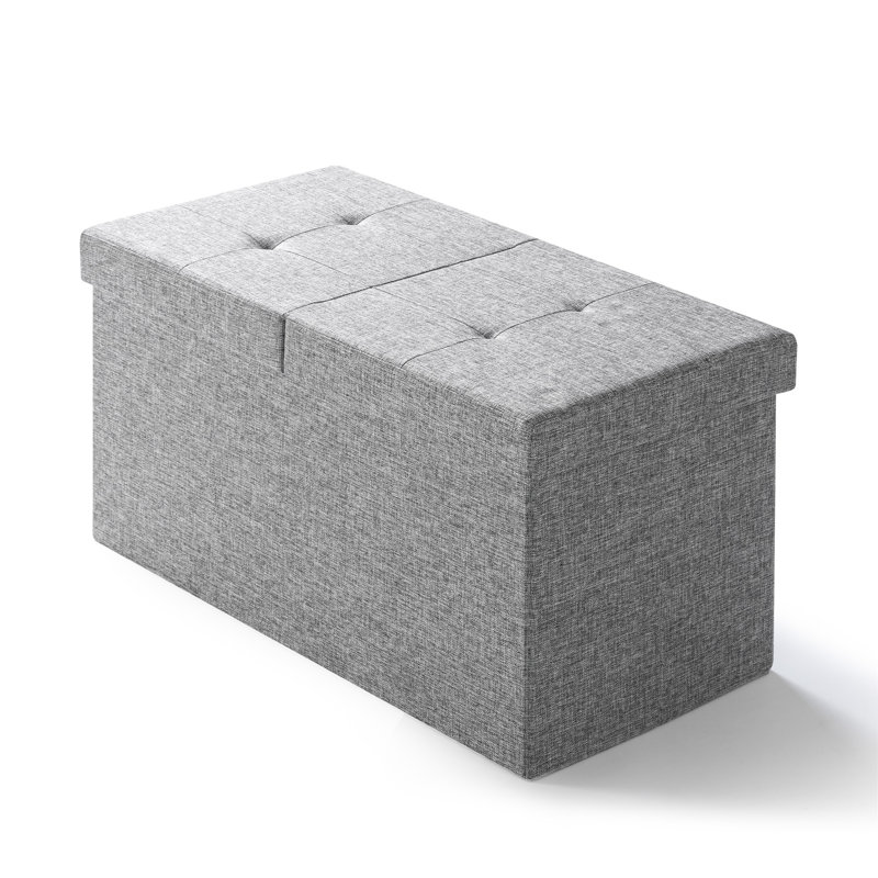 Raiyne Upholstered Ottoman, Light Gray Polyester Blend