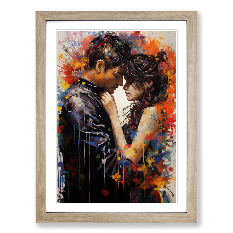 Lovers Informel - Single Picture Frame Print on Wood, Oak Framed, 64cm H x 46cm W x 2cm D