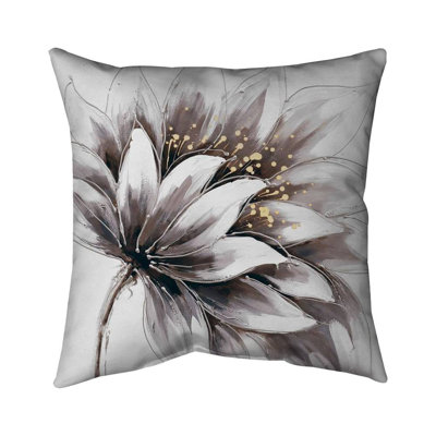 Purple flower with gold center - 18"x18" Outdoors Throw pillow - Spun poly - Print on demand