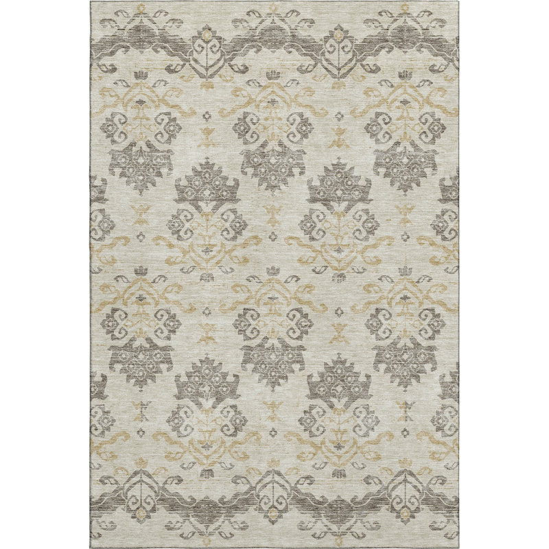 Premium Machine Washable Prisco Beige Rug, Rectangle 8' x 10'