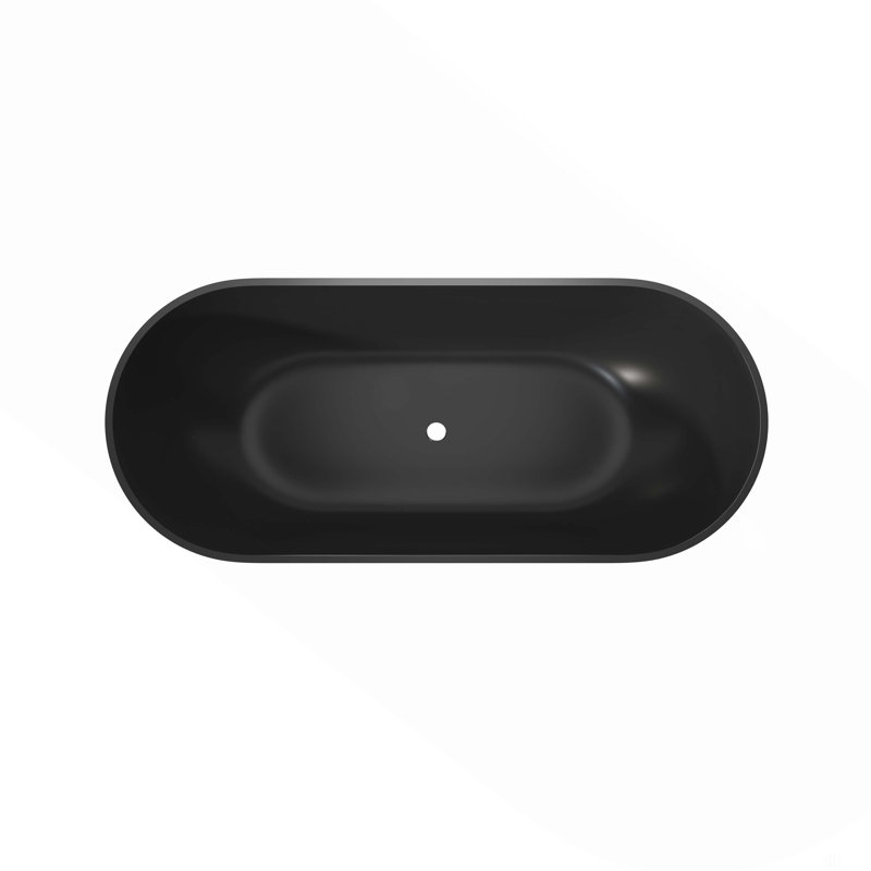 Baignoire de trempage à surface solide de 69 pouces - Baignoire profonde autoportante, Matte Black