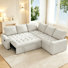 Canapé-lit modulaire en L 5 places avec ports USB, dossier réglable et rangement dissimulé, canapé convertible en chenille de 79 po et canapé
