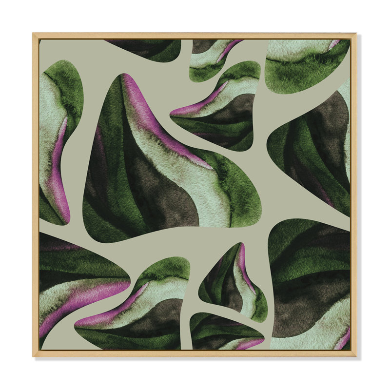 1_Abstrait vert foncé organique Elements I - impression d'art moderne sur toile, H 16 po x l 16 po x P 1 po
