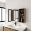 Armoire de toilette 41,6 po avec rangement, armoire à pharmacie murale avec porte miroir, tablettes en verre réglables, contreplaqué