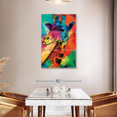 Brampt Giraffe On Geometric Colors