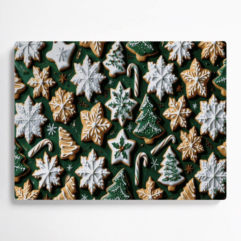 Christmas Decorated Christmas sugar cookies Green Metal Wall Art, 132" H x 168" W x 0.05" D