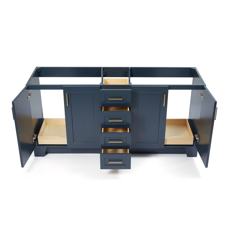 72" Double Bathroom Vanity Base Only, Midnight Blue