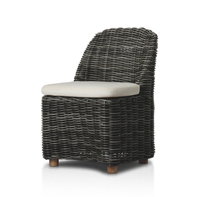 Chaise de terrasse avec coussin Dalva, Gris anthracite épais