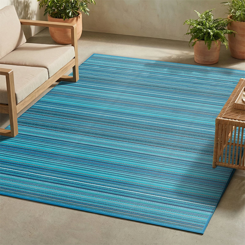 Tapis d'extérieur à rayures Geo Modern, Rectangle de 5 pi x 8 pi