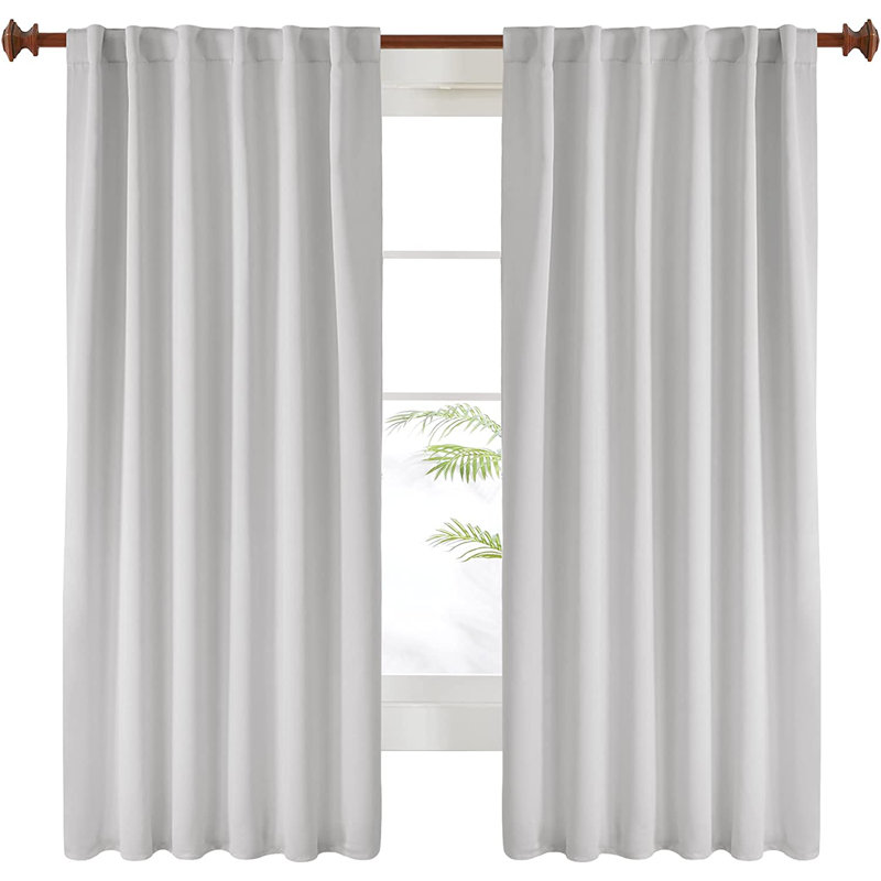Harue Curtain Pair, Grayish White, 52" W x 72" L