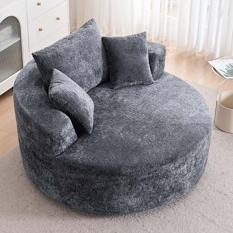 Fauteuil demi-tonneau pivotant Chenille, Gris